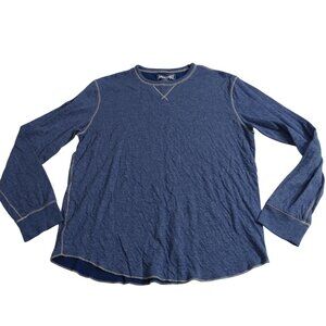 American Eagle Mens Long Sleeve Crew Neck Shirt Size M Blue Space Dye Casual